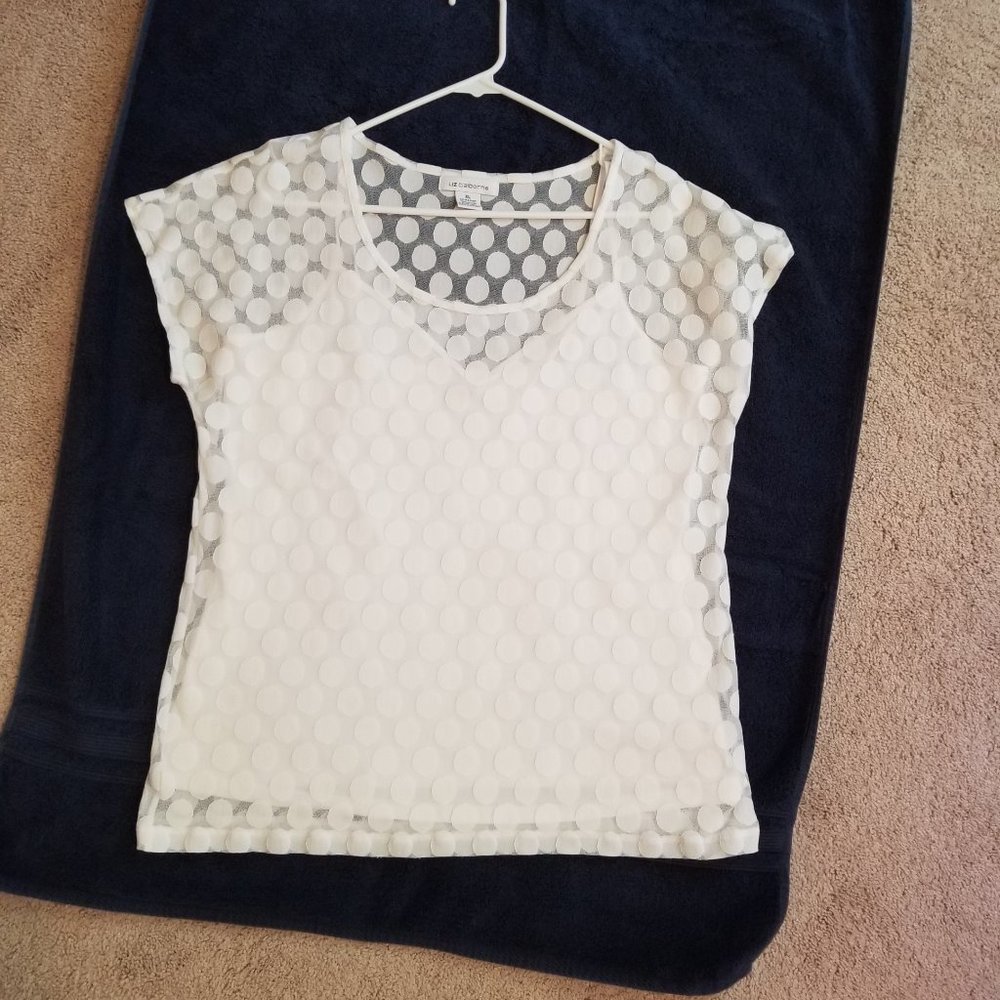 Size XL - Liz Claiborne White Polka Dot